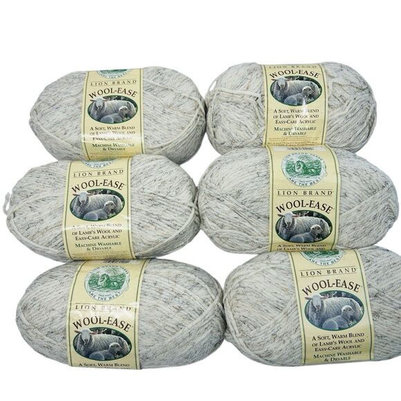Lion Brand Yarn Wool Ease Wheat 402 Lot of 6 Skeins 3 oz Each - Picture 1 of 6